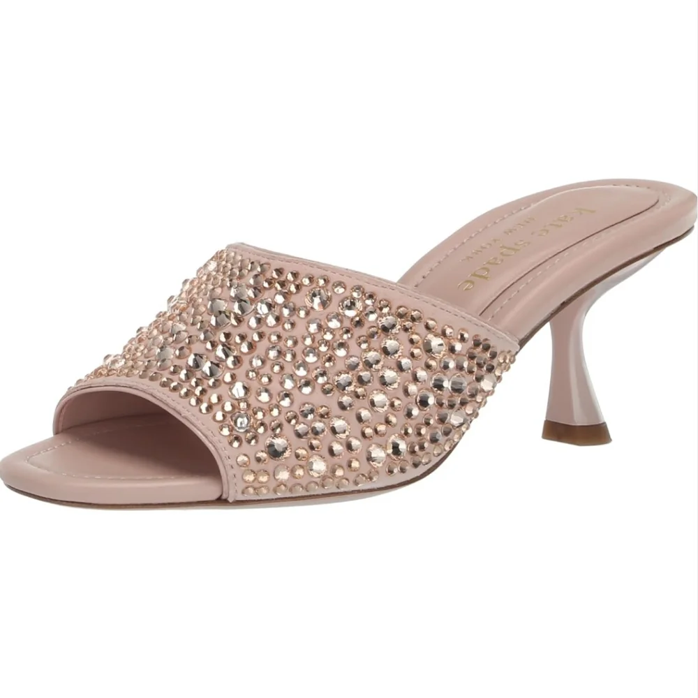 NWB kate spade new york Malibu Crystal Heeled Sandal Mochi Pink Size 10‎